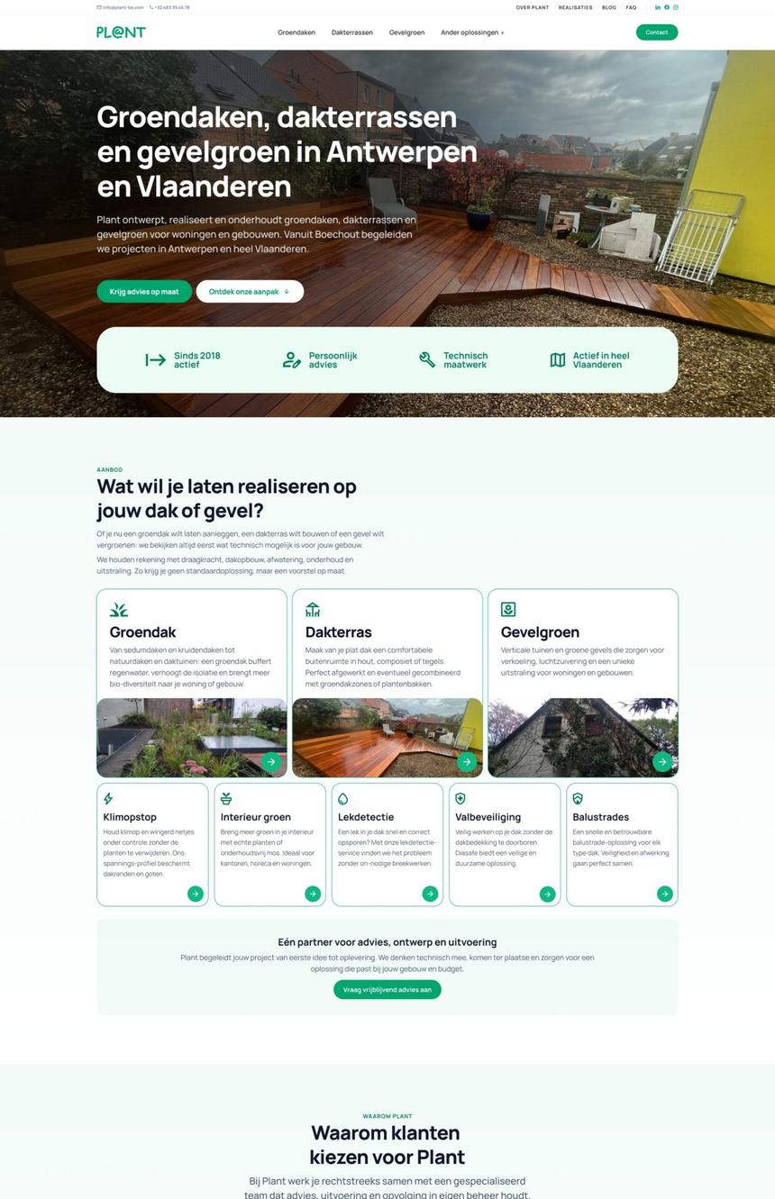 Een website met een aparte pagina per dienst